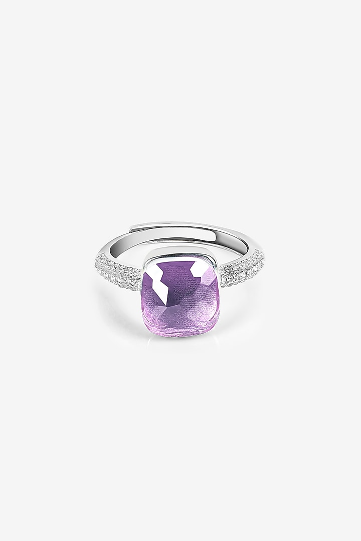 Purple Stone & Zircon Pendant Set In Sterling Silver by TOUCH925 at Pernia's Pop Up Shop