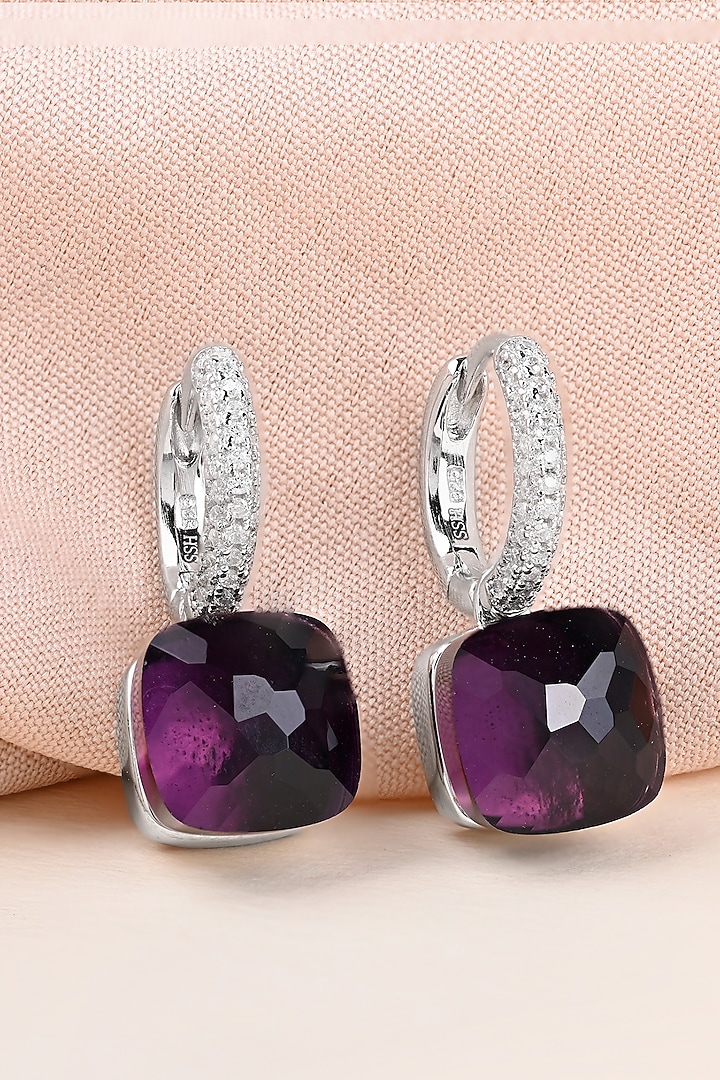 Purple Stone & Zircon Pendant Set In Sterling Silver by TOUCH925 at Pernia's Pop Up Shop