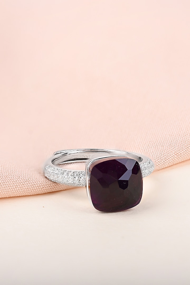 Purple Stone & Zircon Pendant Set In Sterling Silver by TOUCH925 at Pernia's Pop Up Shop