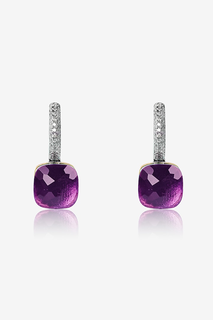 Gold Finish Purple Stone & Zircon Pendant Set In Sterling Silver by TOUCH925 at Pernia's Pop Up Shop