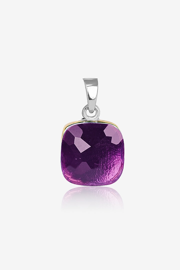 Gold Finish Purple Stone & Zircon Pendant Set In Sterling Silver by TOUCH925 at Pernia's Pop Up Shop
