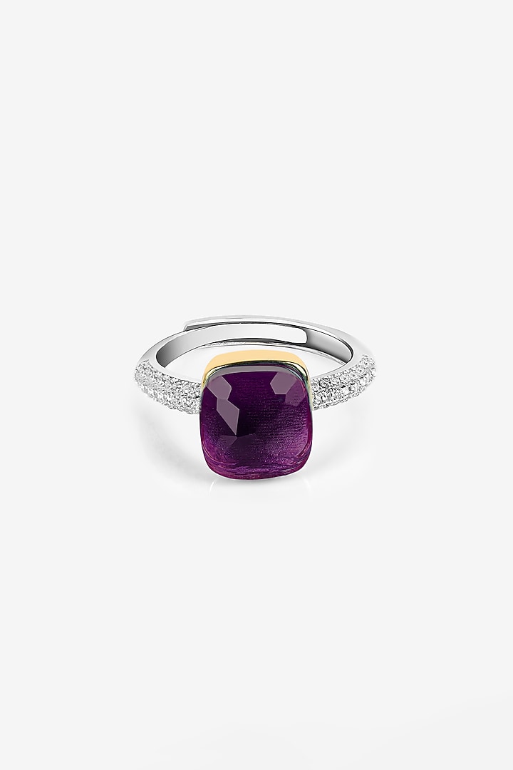Gold Finish Purple Stone & Zircon Pendant Set In Sterling Silver by TOUCH925 at Pernia's Pop Up Shop