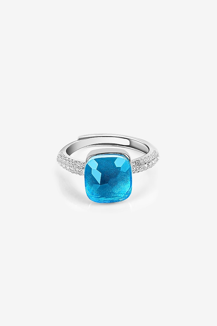 Sky Blue Stone & CZ Pendant Set In Sterling Silver by TOUCH925 at Pernia's Pop Up Shop