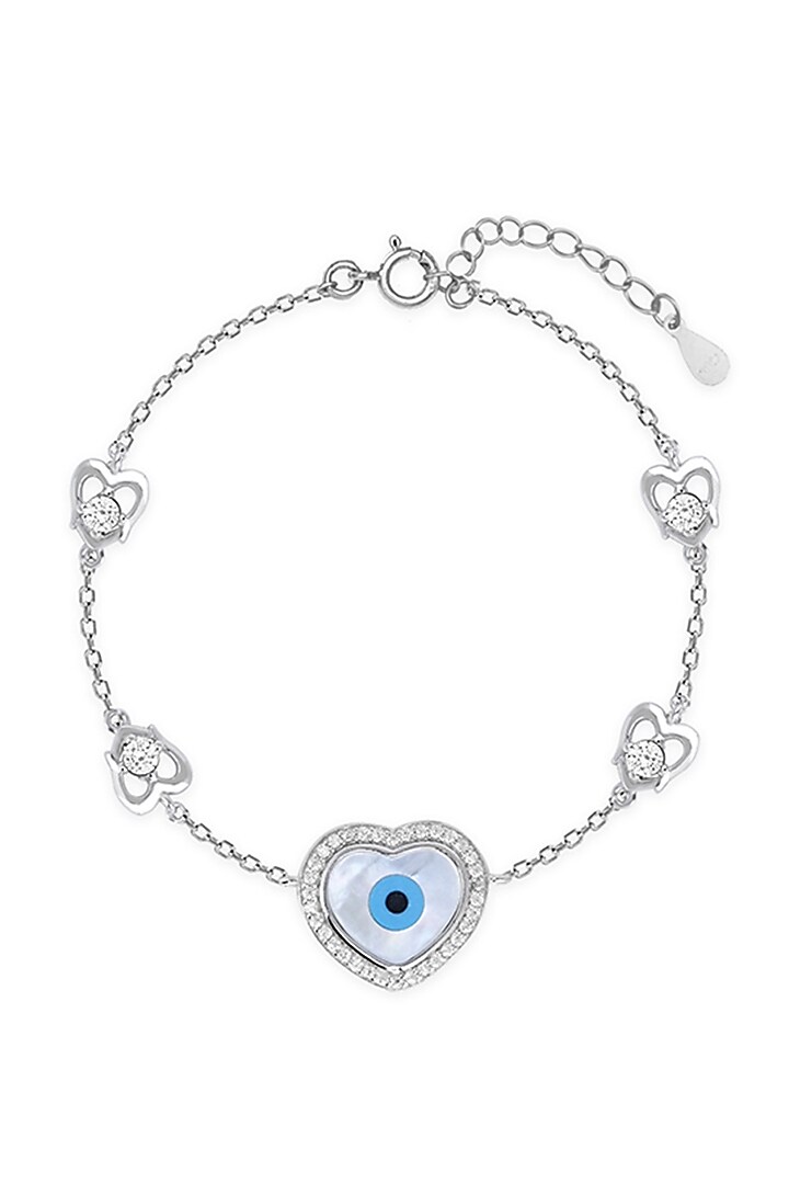 White Finish Zircon Evil Eye Bracelet In Sterling Silver by TOUCH925 at Pernia's Pop Up Shop