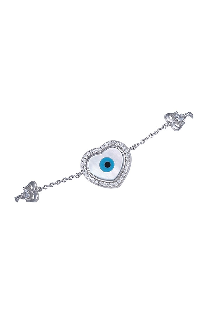 White Finish Zircon Evil Eye Bracelet In Sterling Silver by TOUCH925 at Pernia's Pop Up Shop