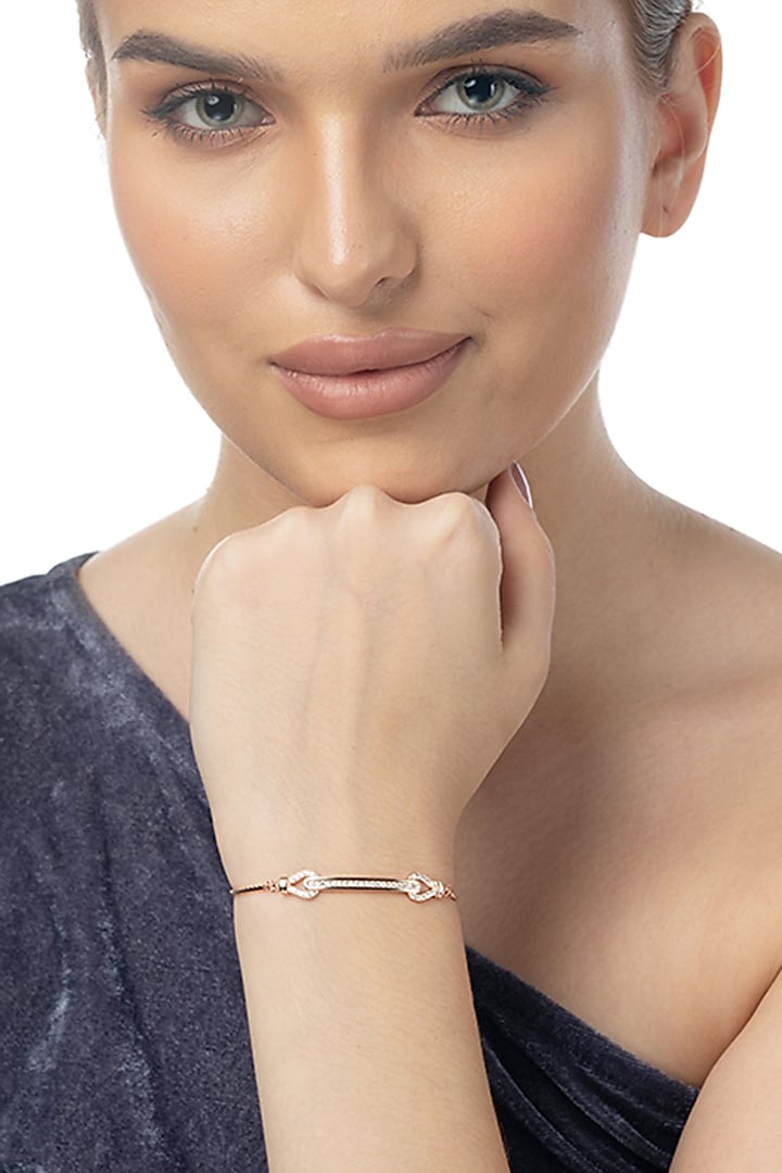 Rose Gold Finish Zircon Bracelet In Sterling Silver by TOUCH925 at Pernia's Pop Up Shop