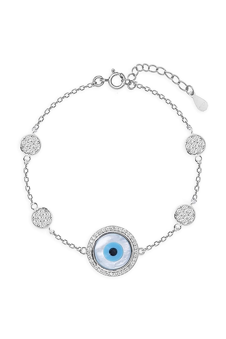 White Finish Zircon Evil Eye Bracelet In Sterling Silver by TOUCH925 at Pernia's Pop Up Shop