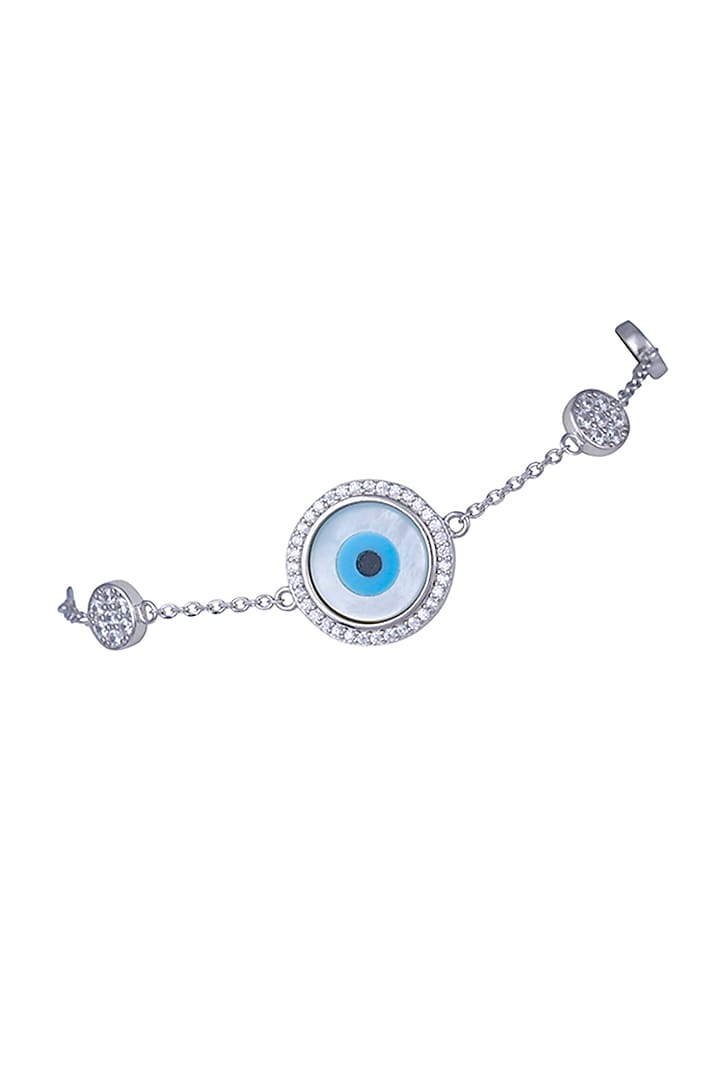 White Finish Zircon Evil Eye Bracelet In Sterling Silver by TOUCH925 at Pernia's Pop Up Shop