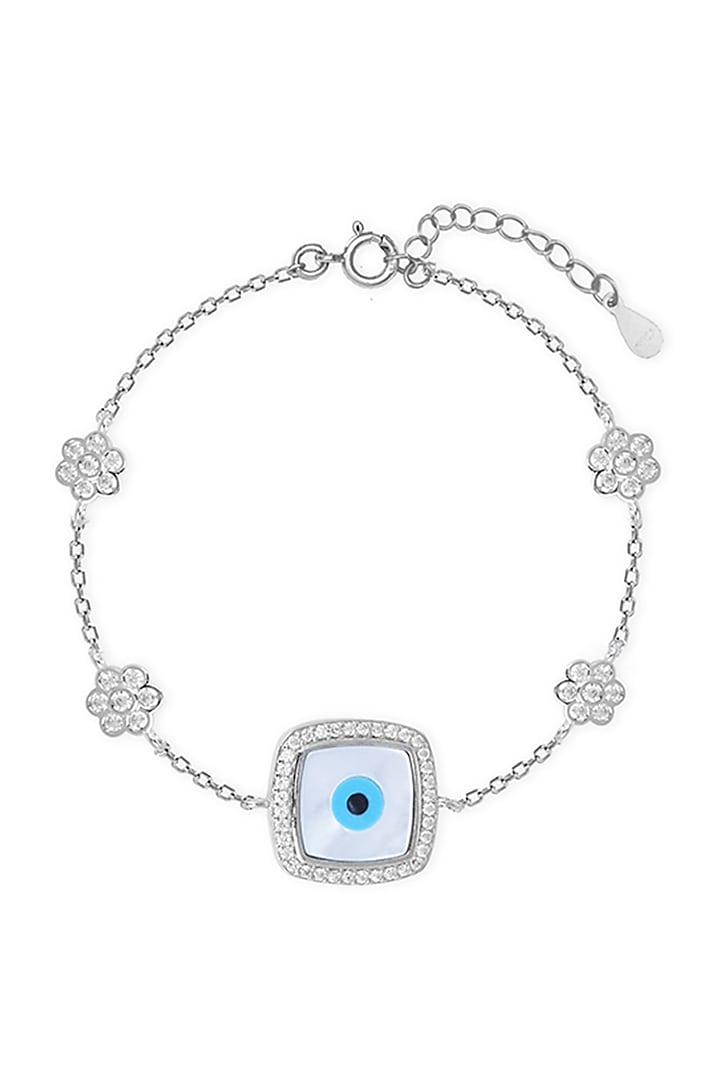 White Finish Zircon Evil Eye Bracelet In Sterling Silver by TOUCH925 at Pernia's Pop Up Shop