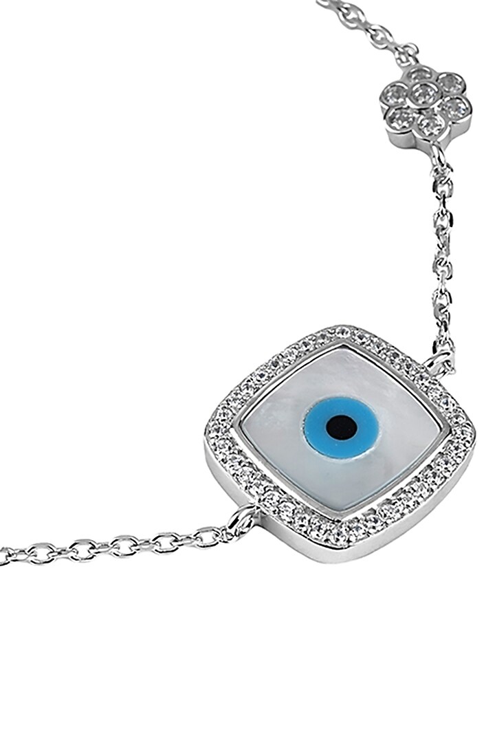 White Finish Zircon Evil Eye Bracelet In Sterling Silver by TOUCH925 at Pernia's Pop Up Shop