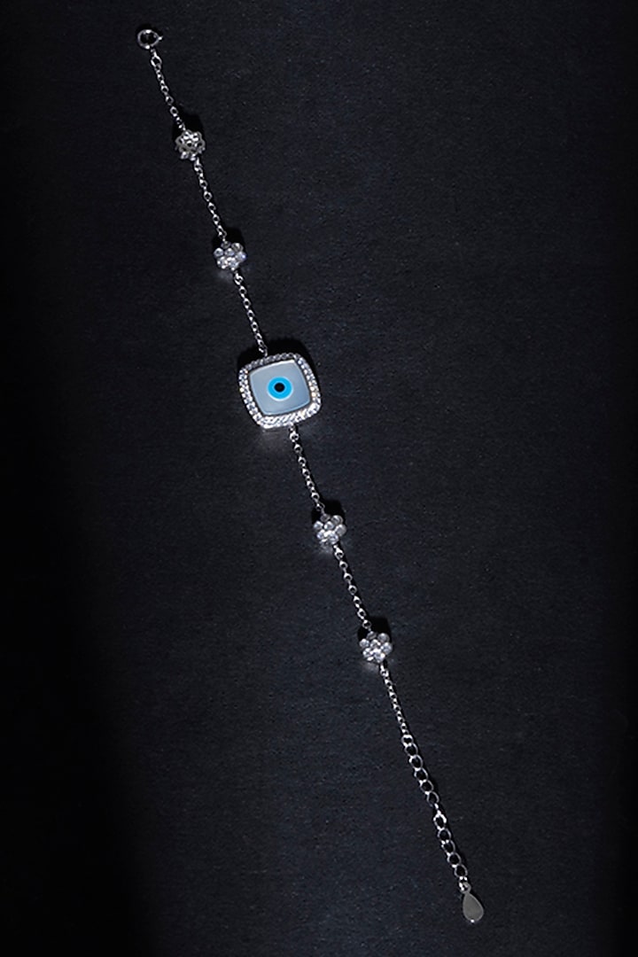 White Finish Zircon Evil Eye Bracelet In Sterling Silver by TOUCH925 at Pernia's Pop Up Shop