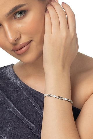 White Finish Zircon Bracelet In Sterling Silver by TOUCH925