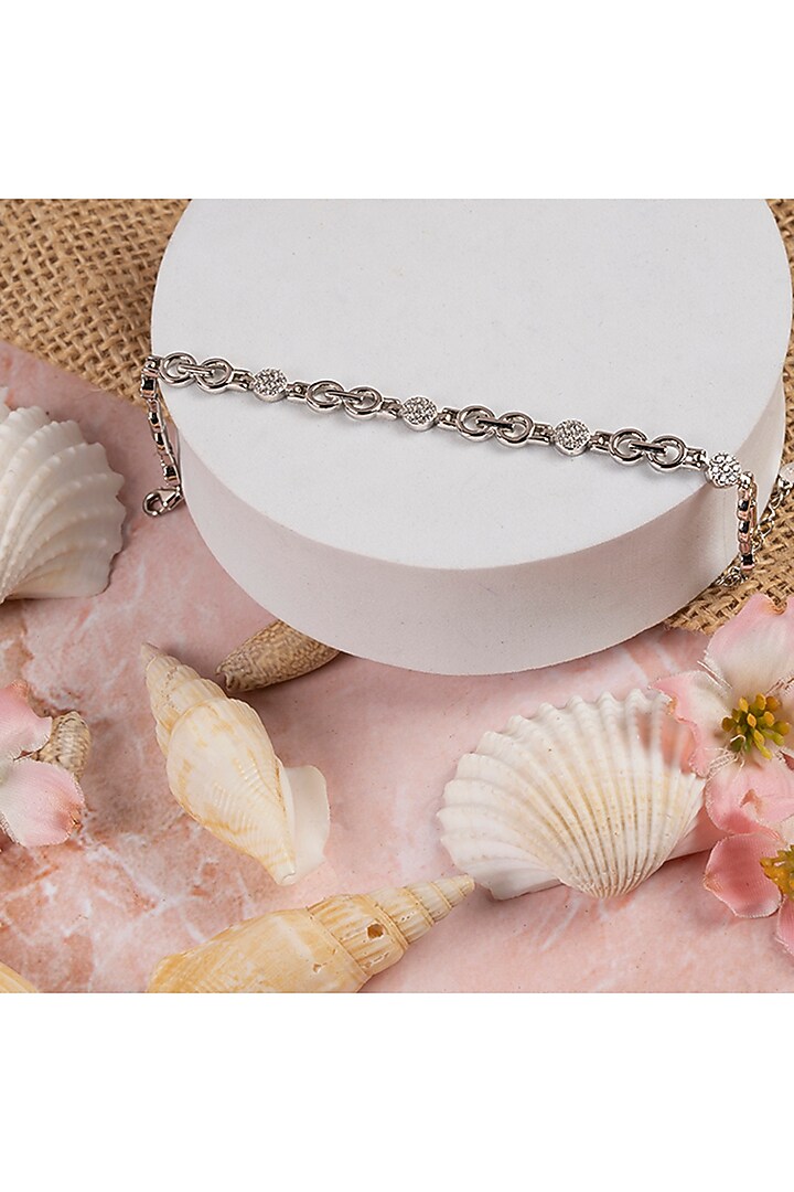 White Finish Zircon Bracelet In Sterling Silver by TOUCH925 at Pernia's Pop Up Shop