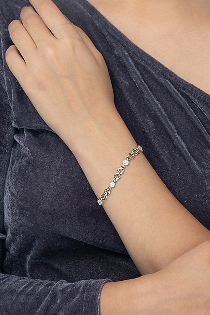 White Finish Zircon Bracelet In Sterling Silver by TOUCH925 at Pernia's Pop Up Shop
