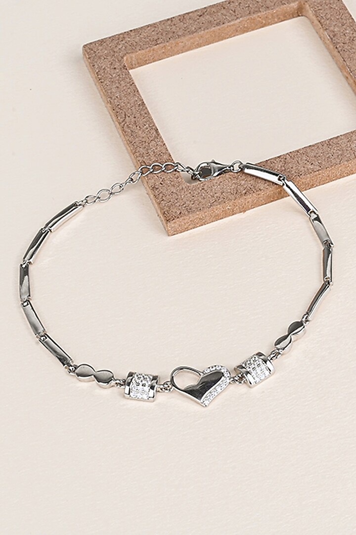 White Finish Zircon Bracelet In Sterling Silver by TOUCH925 at Pernia's Pop Up Shop