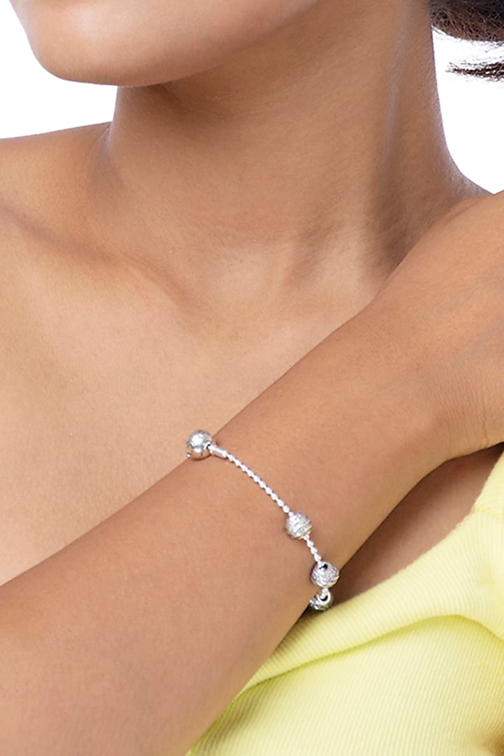 White Finish CZ Bracelet In Sterling Silver by TOUCH925