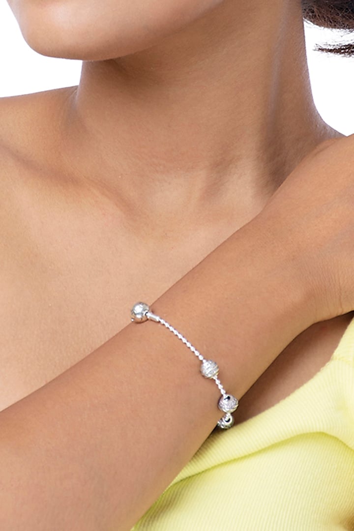 White Finish CZ Bracelet In Sterling Silver by TOUCH925 at Pernia's Pop Up Shop