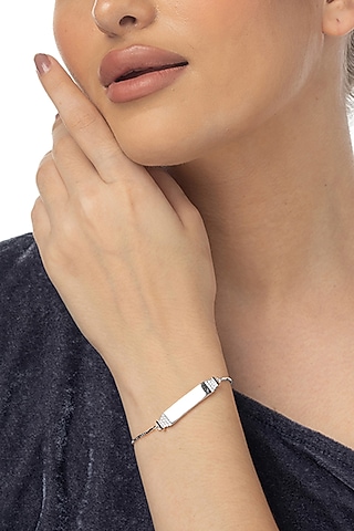 White Gold Finish Zircon Bracelet In Sterling Silver by TOUCH925