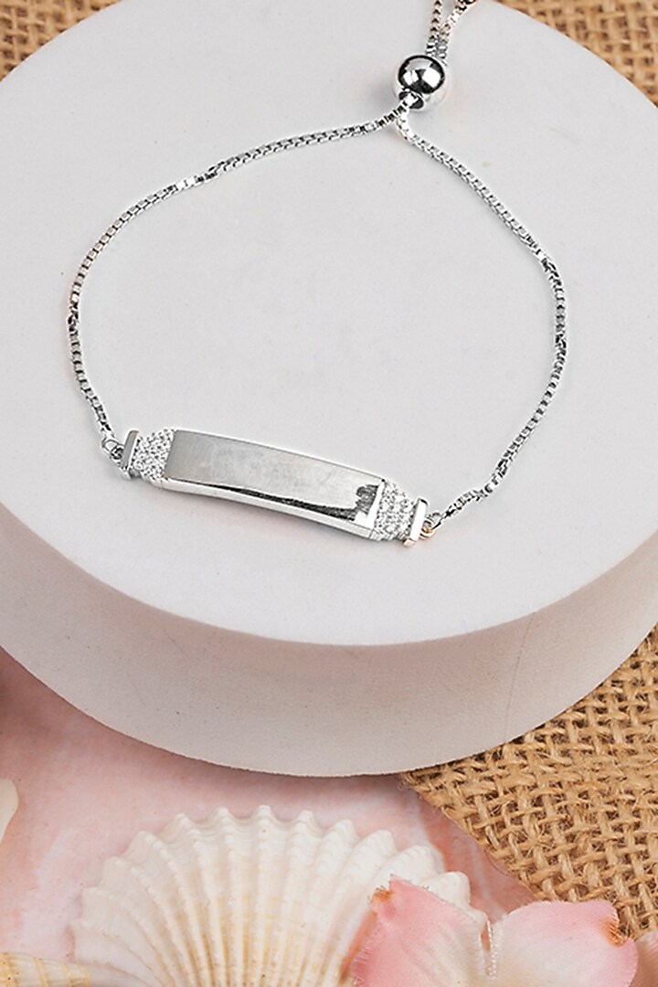 White Gold Finish Zircon Bracelet In Sterling Silver by TOUCH925 at Pernia's Pop Up Shop