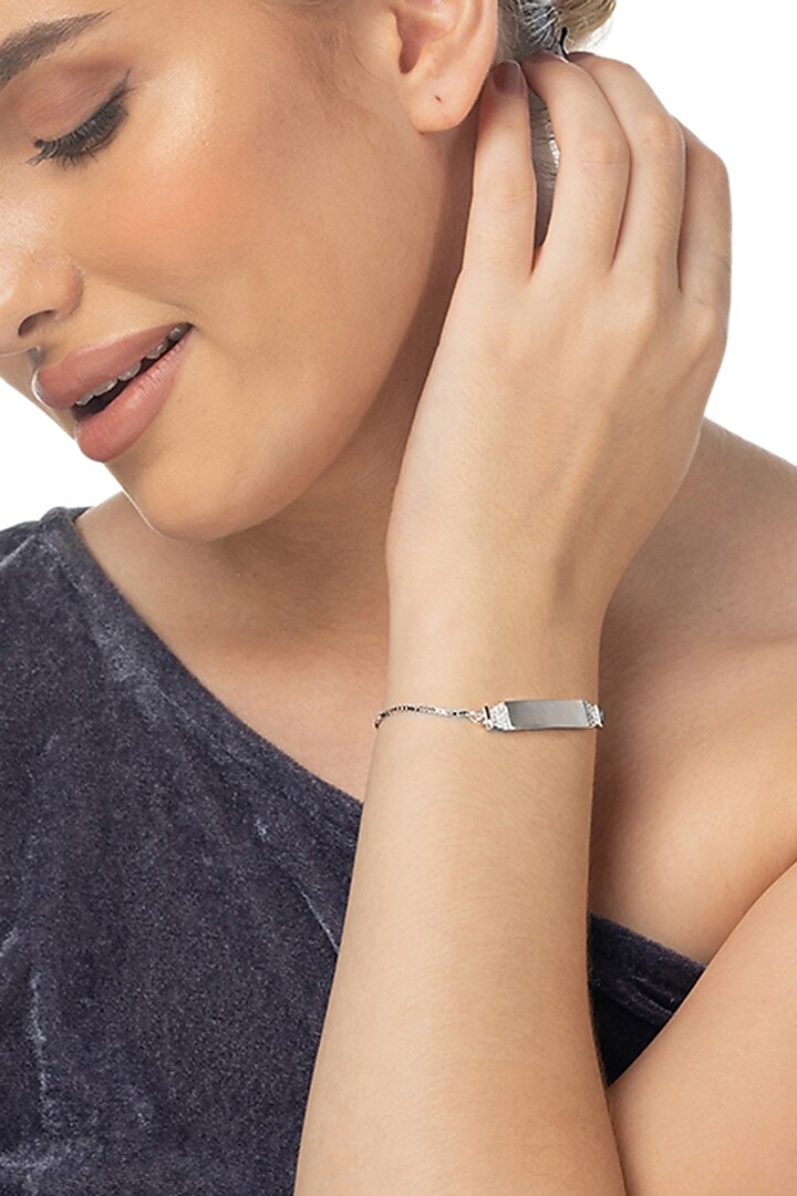 White Gold Finish Zircon Bracelet In Sterling Silver by TOUCH925 at Pernia's Pop Up Shop