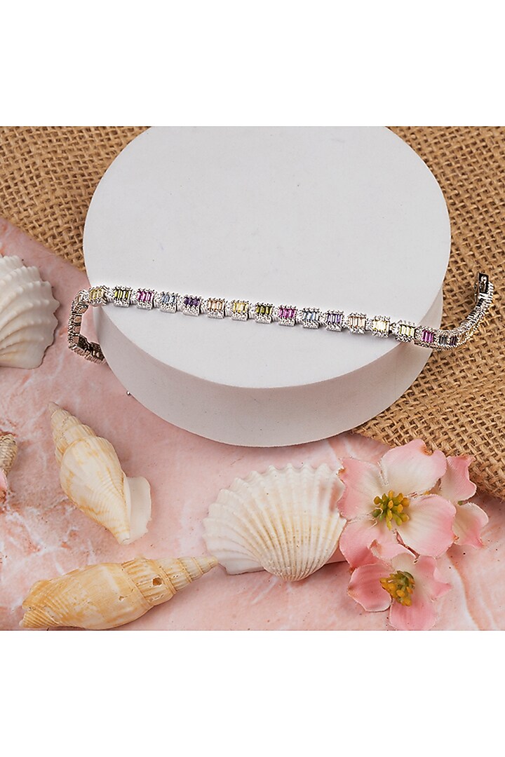 White Finish Zircon Tennis Bracelet In Sterling Silver by TOUCH925 at Pernia's Pop Up Shop