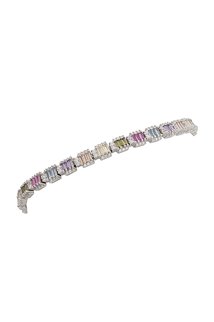 White Finish Zircon Tennis Bracelet In Sterling Silver by TOUCH925 at Pernia's Pop Up Shop