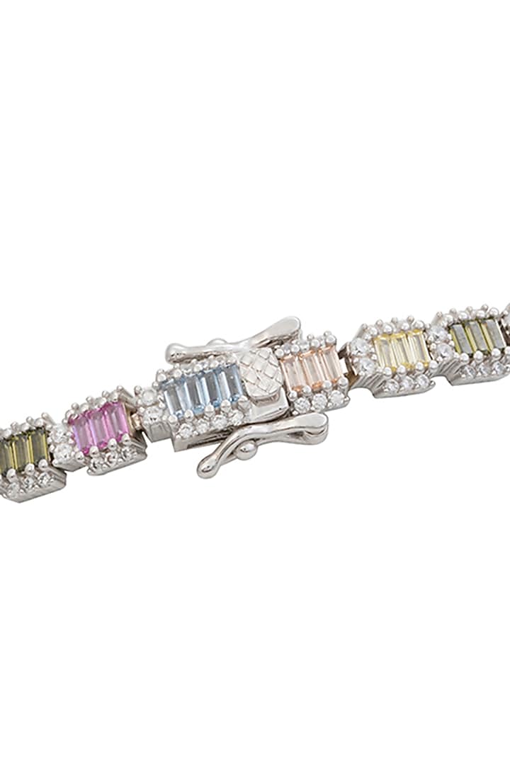 White Finish Zircon Tennis Bracelet In Sterling Silver by TOUCH925 at Pernia's Pop Up Shop