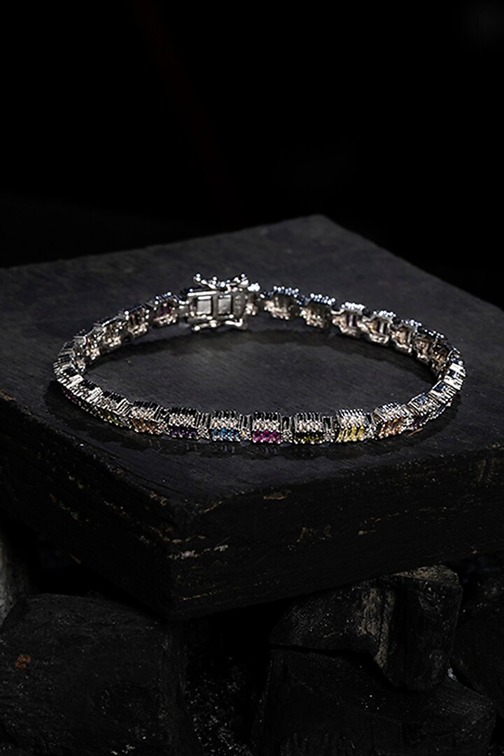White Finish Zircon Tennis Bracelet In Sterling Silver by TOUCH925 at Pernia's Pop Up Shop