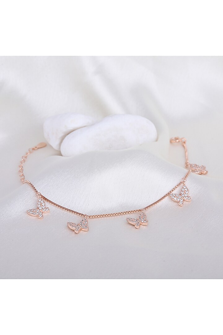 Rose Gold Finish Zircon Bracelet In Sterling Silver by TOUCH925 at Pernia's Pop Up Shop