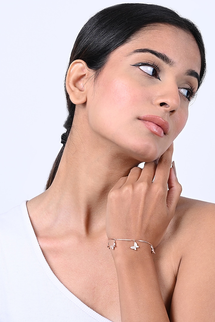 Rose Gold Finish Zircon Bracelet In Sterling Silver by TOUCH925 at Pernia's Pop Up Shop