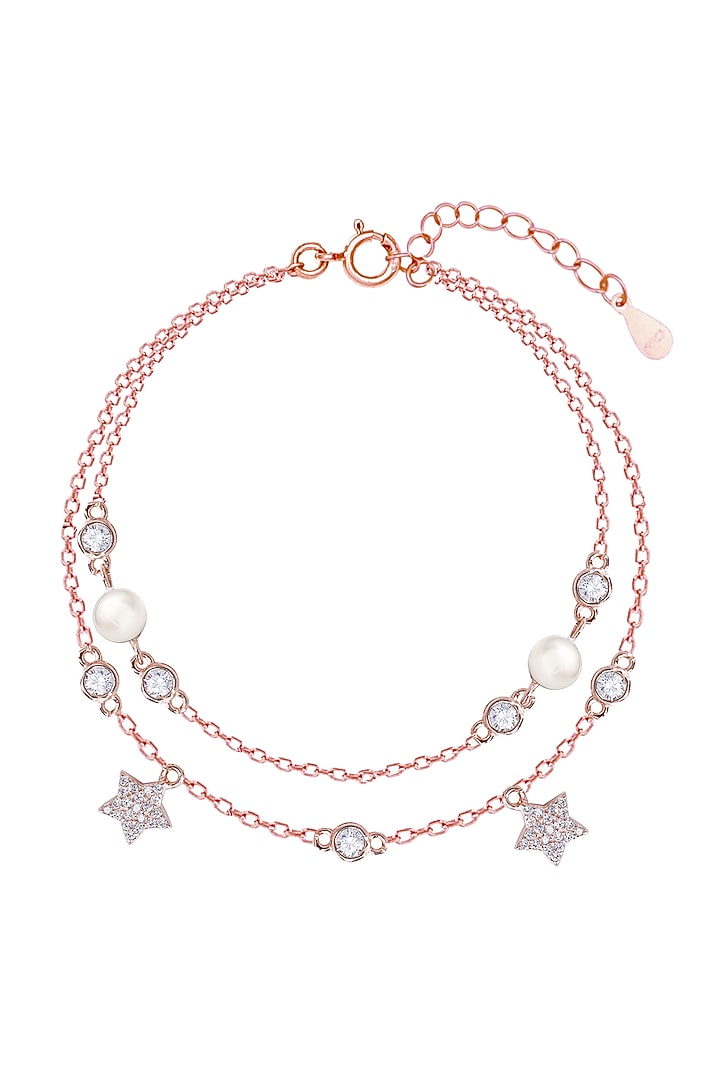 Rose Gold Finish Zircon Bracelet In Sterling Silver by TOUCH925 at Pernia's Pop Up Shop