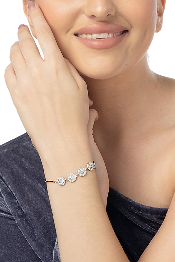 White Finish Zircon Bracelet In Sterling Silver by TOUCH925