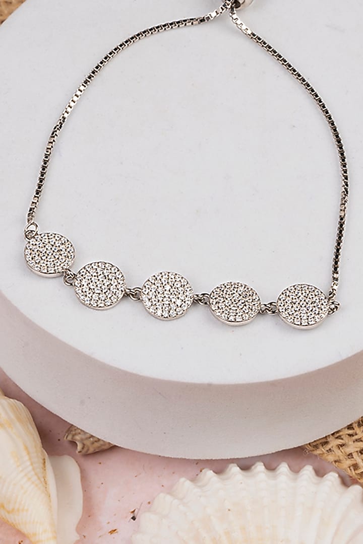 White Finish Zircon Bracelet In Sterling Silver by TOUCH925 at Pernia's Pop Up Shop