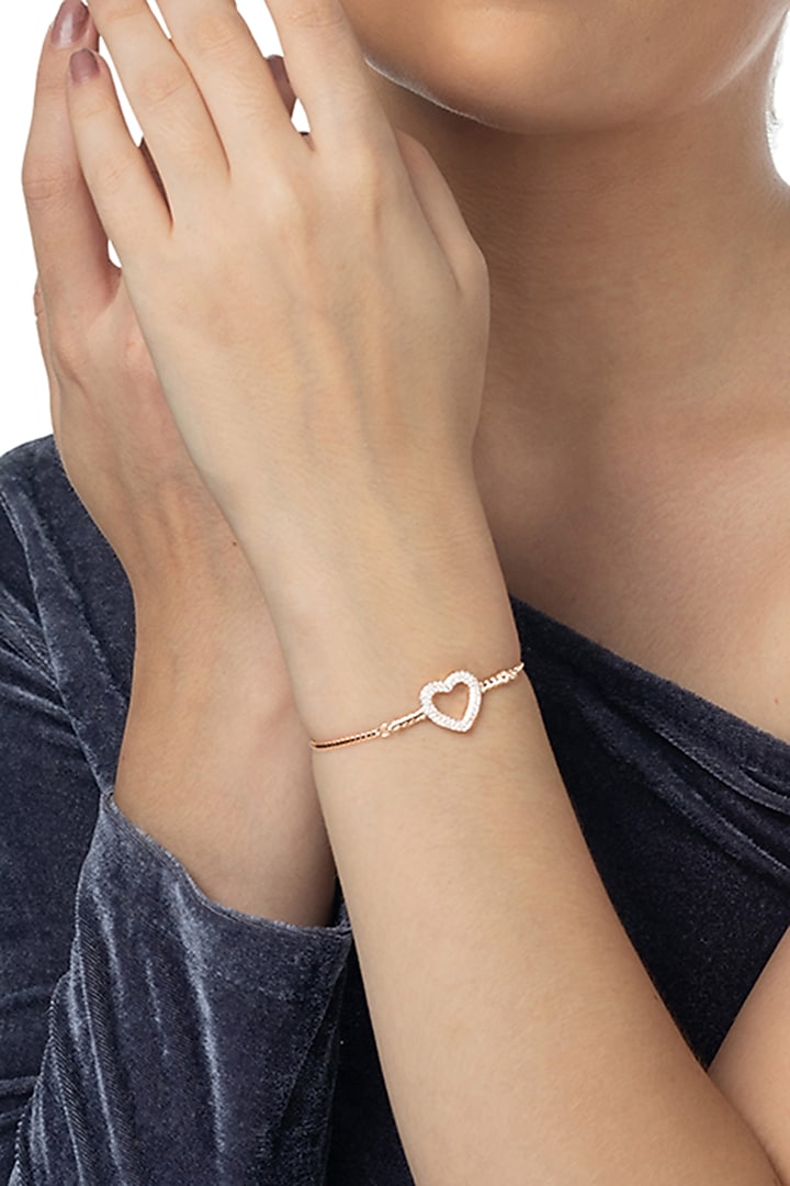 Rose Gold Finish Zircon Bracelet In Sterling Silver by TOUCH925 at Pernia's Pop Up Shop