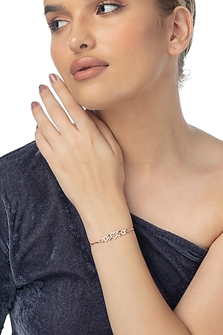 Rose Gold Finish Zircon Bracelet In Sterling Silver by TOUCH925