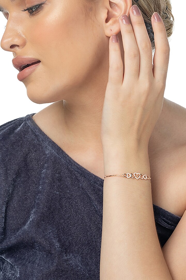 Rose Gold Finish Zircon Bracelet In Sterling Silver by TOUCH925 at Pernia's Pop Up Shop