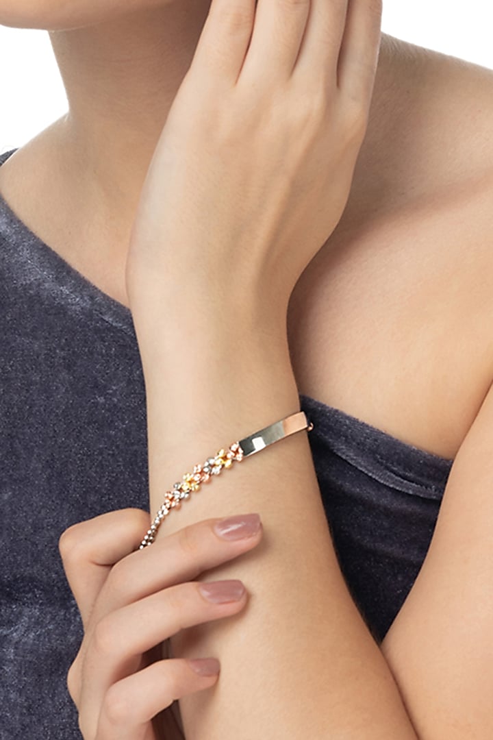 Two-Tone Finish Zircon Bracelet In Sterling Silver by TOUCH925 at Pernia's Pop Up Shop