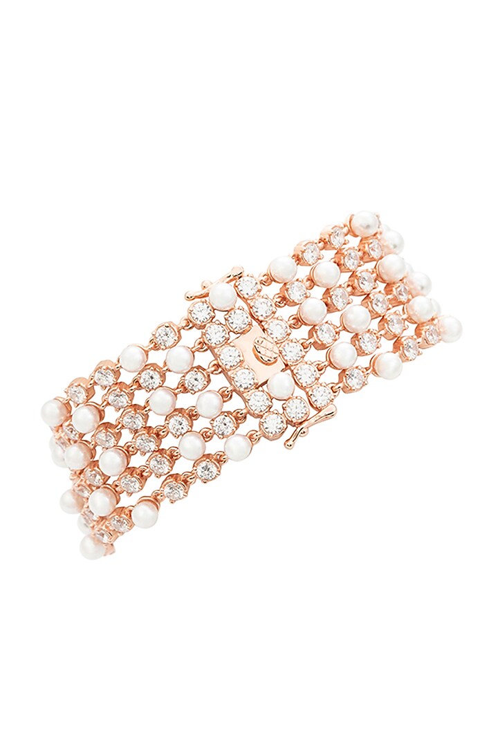 Rose Gold Finish Zircon Bracelet In Sterling Silver by TOUCH925 at Pernia's Pop Up Shop