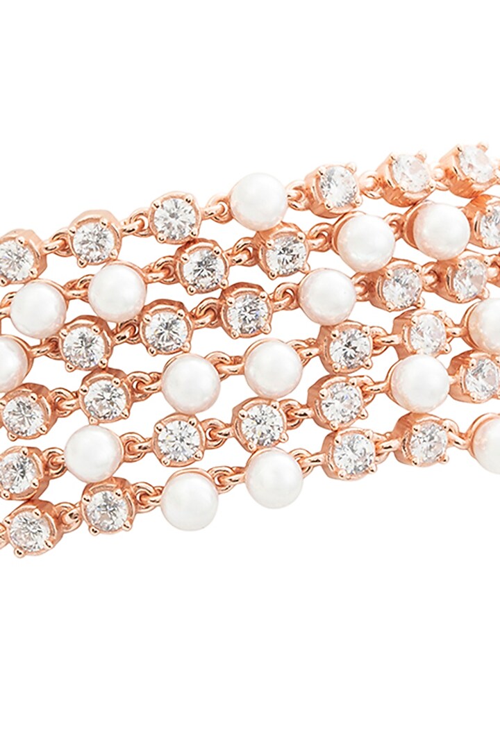 Rose Gold Finish Zircon Bracelet In Sterling Silver by TOUCH925 at Pernia's Pop Up Shop