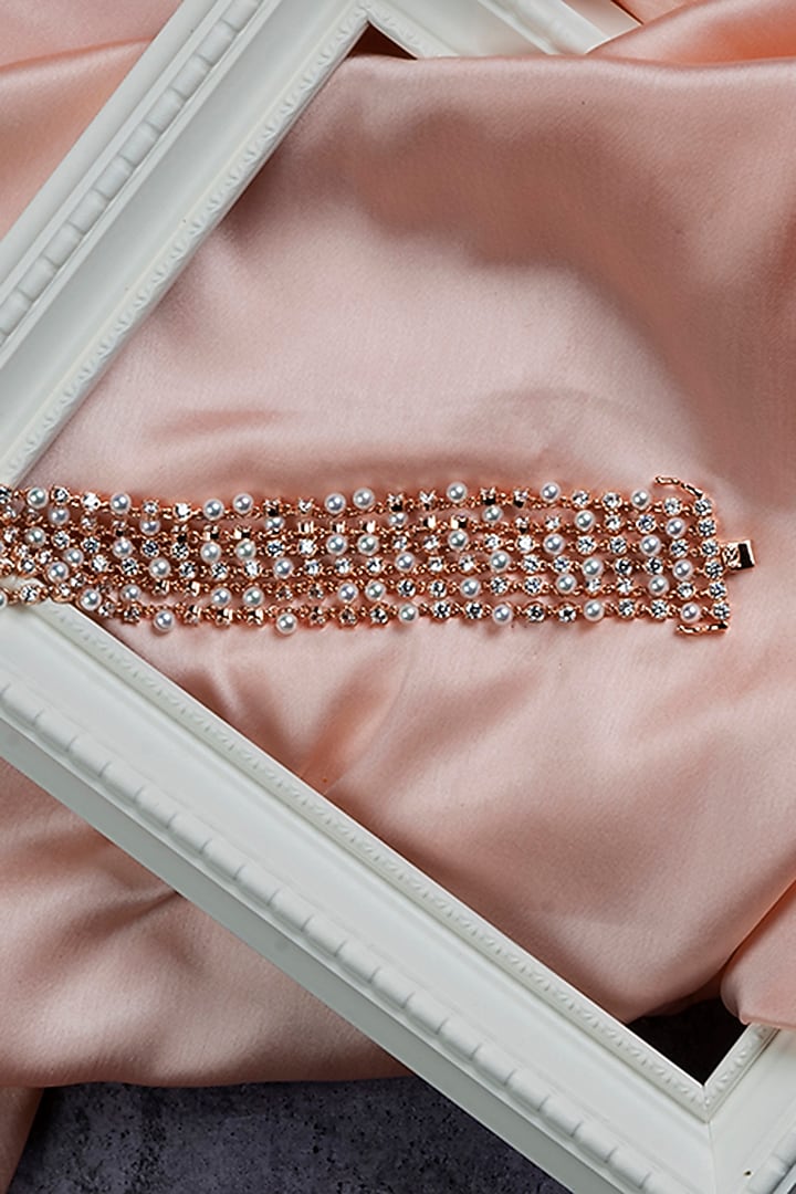 Rose Gold Finish Zircon Bracelet In Sterling Silver by TOUCH925 at Pernia's Pop Up Shop