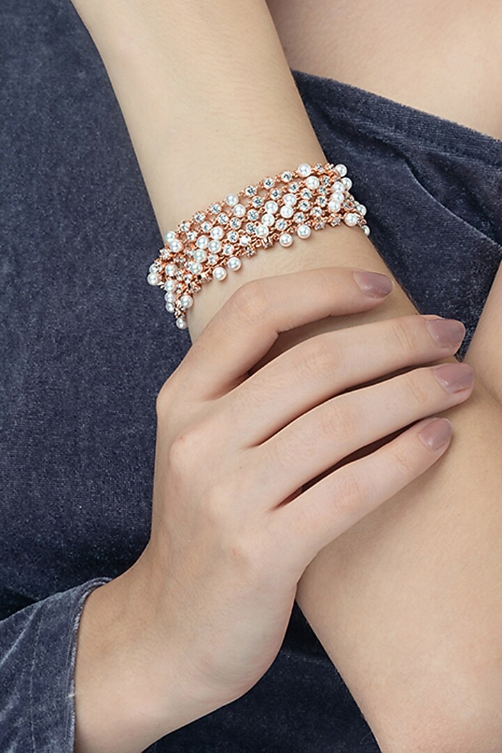 Rose Gold Finish Zircon Bracelet In Sterling Silver by TOUCH925 at Pernia's Pop Up Shop