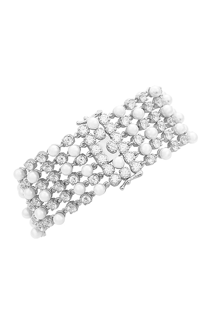 White Finish Zircon Bracelet In Sterling Silver by TOUCH925 at Pernia's Pop Up Shop