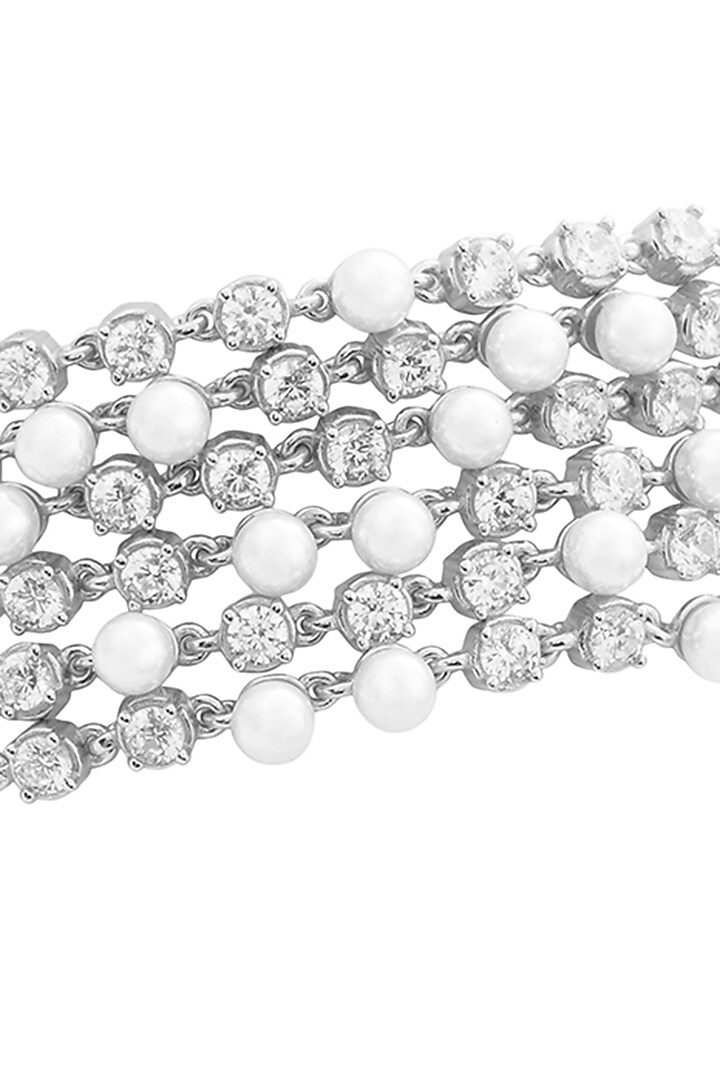 White Finish Zircon Bracelet In Sterling Silver by TOUCH925 at Pernia's Pop Up Shop