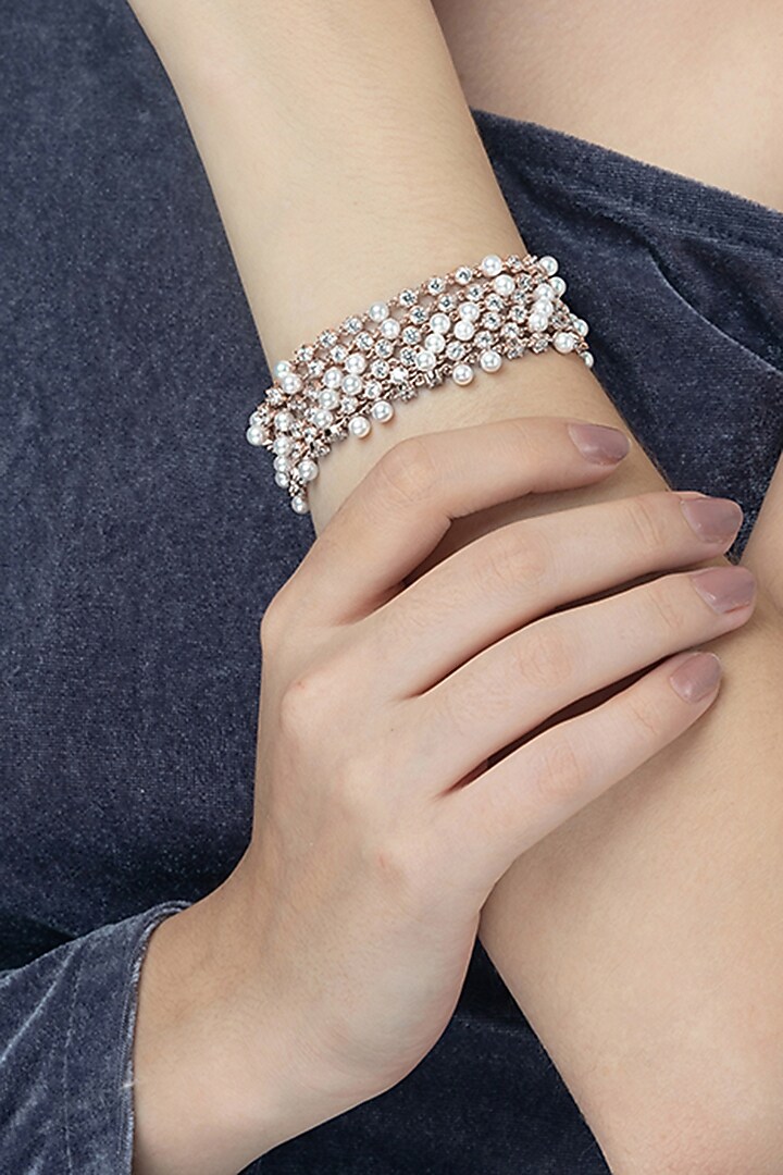 White Finish Zircon Bracelet In Sterling Silver by TOUCH925 at Pernia's Pop Up Shop