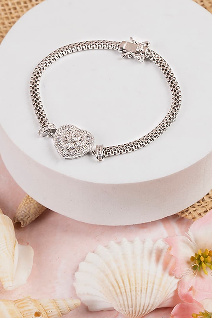White Finish Zircon Bracelet In Sterling Silver by TOUCH925 at Pernia's Pop Up Shop