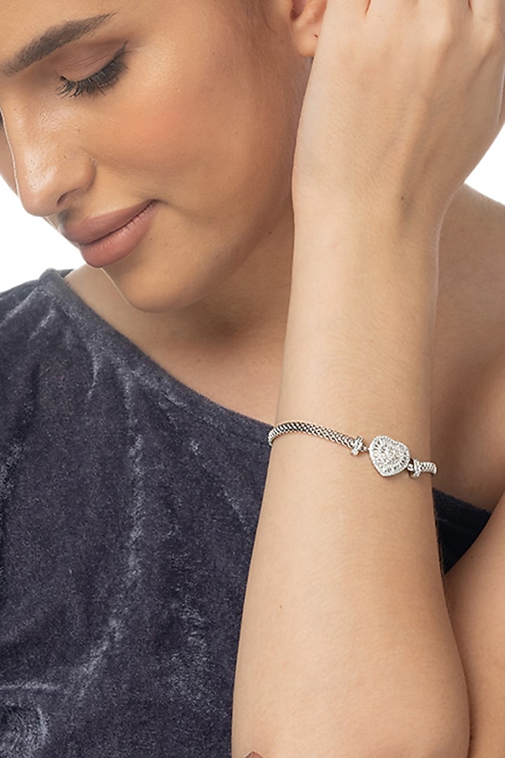 White Finish Zircon Bracelet In Sterling Silver by TOUCH925 at Pernia's Pop Up Shop