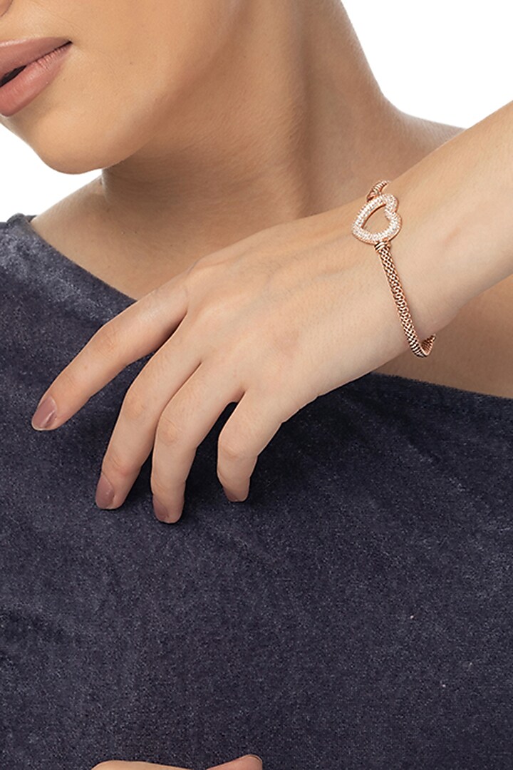 Rose Gold Finish Zircon Bracelet In Sterling Silver by TOUCH925 at Pernia's Pop Up Shop