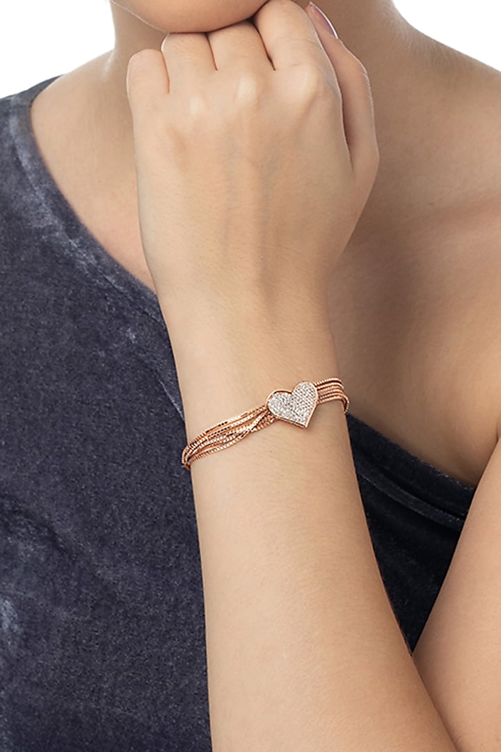 Rose Gold Finish Zircon Bracelet In Sterling Silver by TOUCH925 at Pernia's Pop Up Shop