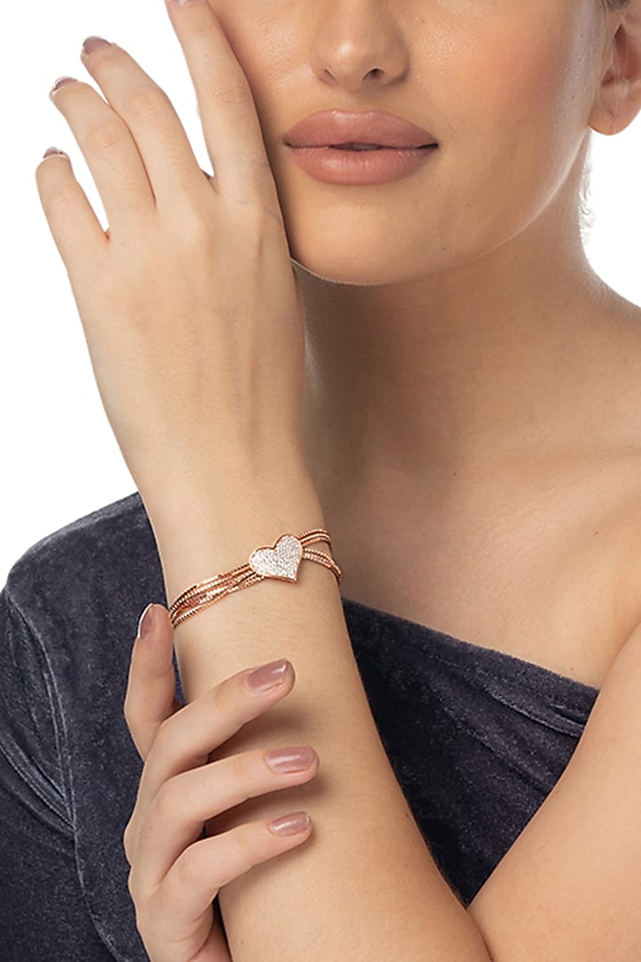 Rose Gold Finish Zircon Bracelet In Sterling Silver by TOUCH925 at Pernia's Pop Up Shop