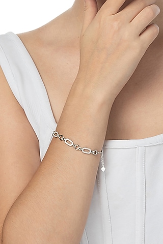 White Finish CZ Bracelet In Sterling Silver by TOUCH925